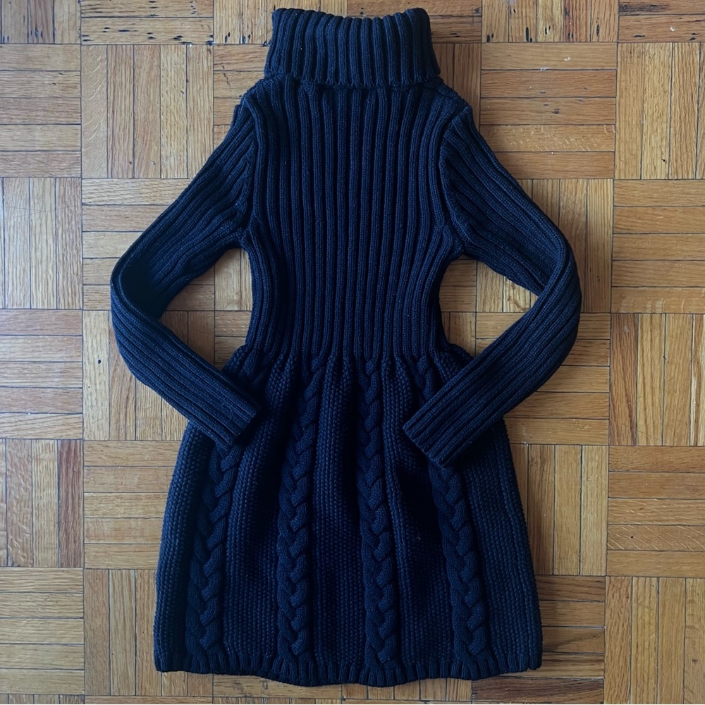 Rachel Zoe Black Long Sleeve Knit Turtleneck Sweater Dress